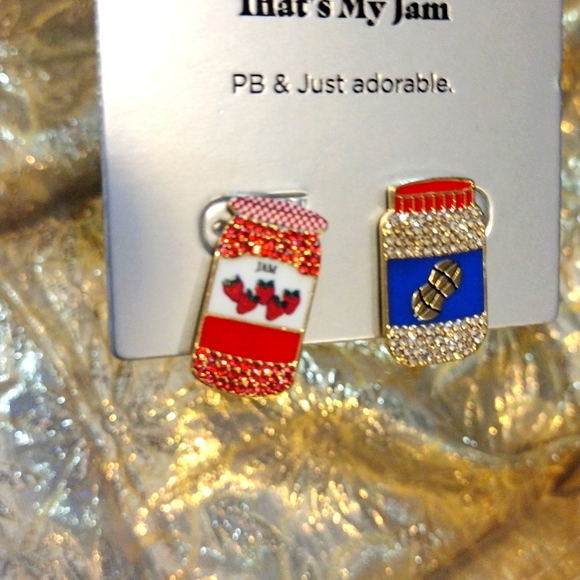 Bauble Bar peanut butter and jelly jar earrings